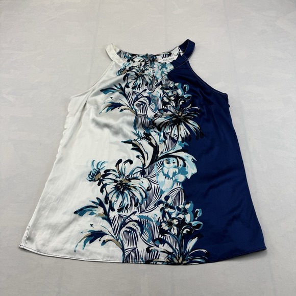 White House Black Market Tops - White House Black Market Womens S Blouse Blue White Floral Halter Neck Top